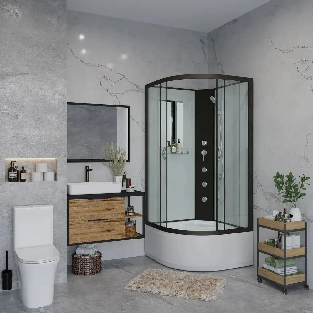 Фото 2 Душевая кабина Niagara 67071414bkg высокий поддон 80x80 см 1/4 круга Фото 2 Душевая кабина Niagara 67071414bkg высокий поддон 80x80 см 1/4 круга