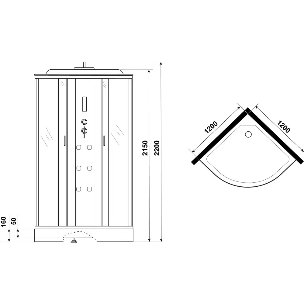 Фото 10 Душевая кабина Niagara 70120164 низкий поддон 120x120 см 1/4 круга