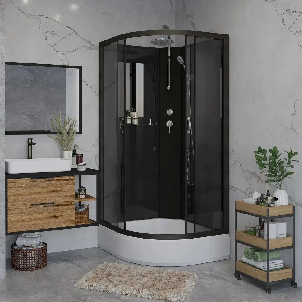 Фото 2 Душевая кабина Niagara 65011434bkt средний поддон 90x90 см 1/4 круга