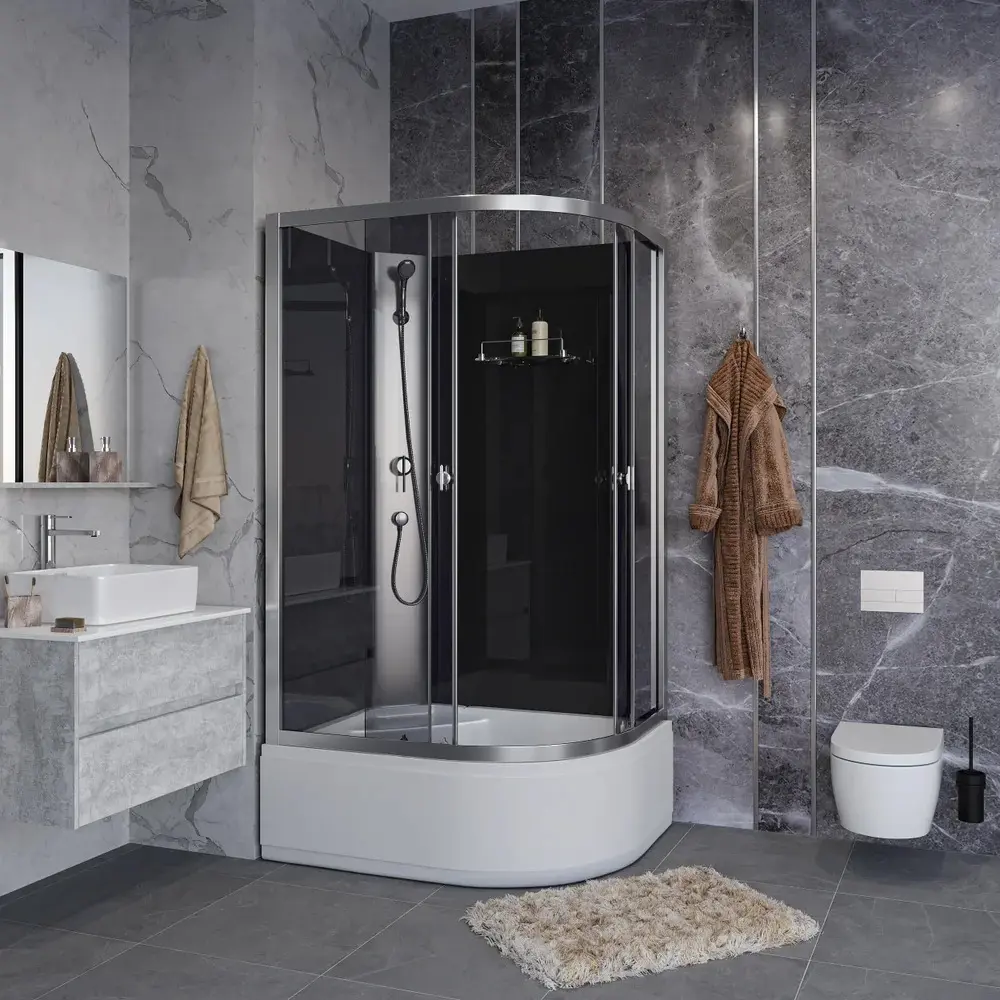 Фото 2 Душевая кабина Niagara E110/80/40l/tn/bk высокий поддон 110x80 см ассиметричный Фото 2 Душевая кабина Niagara E110/80/40l/tn/bk высокий поддон 110x80 см ассиметричный