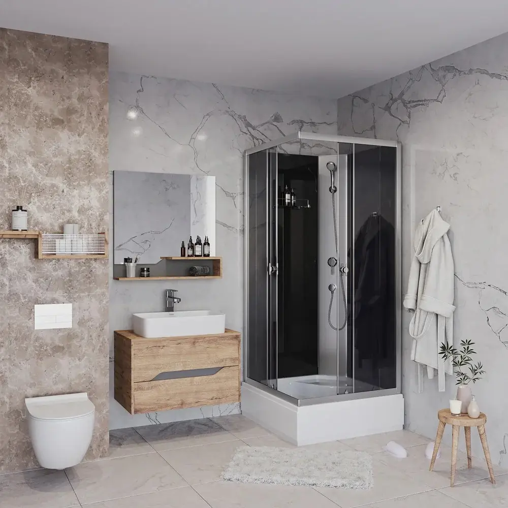 Фото 2 Душевая кабина Niagara E90/26q/tn/bk средний поддон 90x90 см квадрат