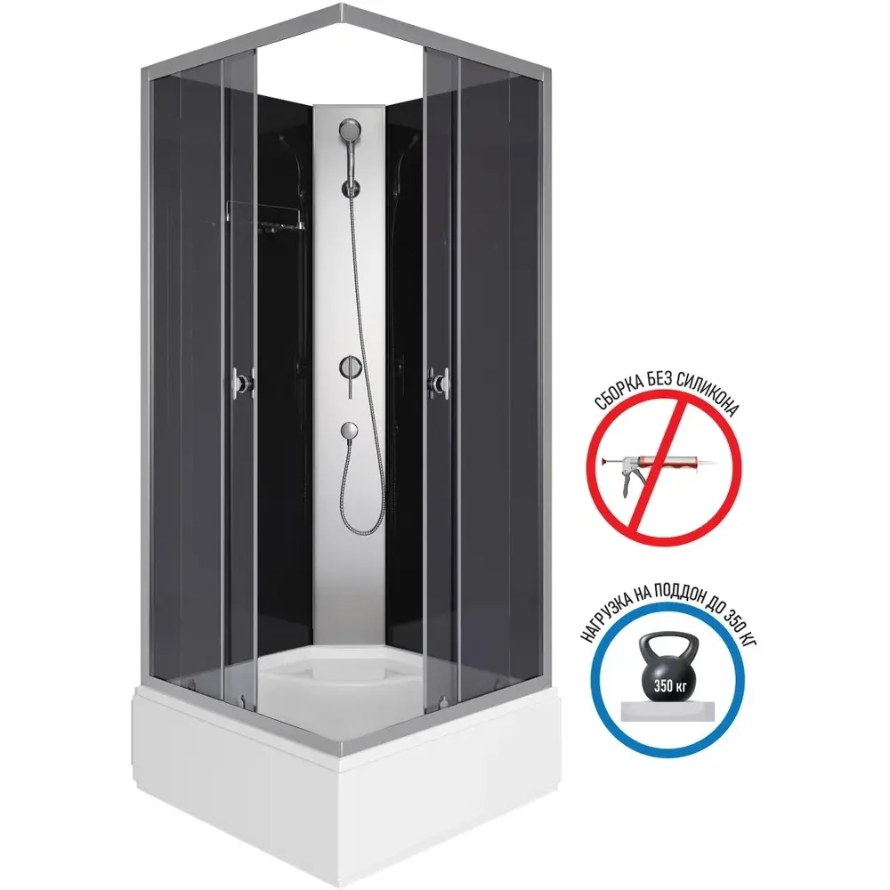 Фото 11 Душевая кабина Niagara E90/26q/tn/bk средний поддон 90x90 см квадрат