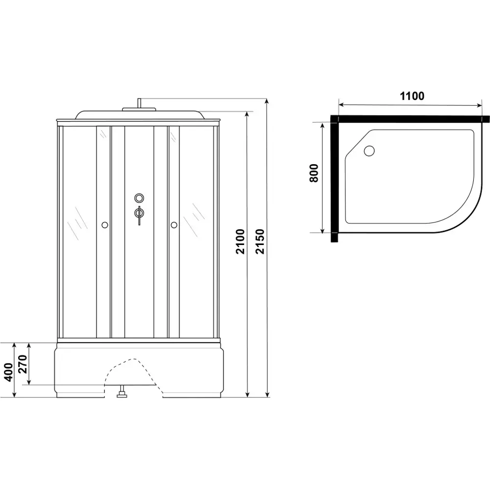 Фото 6 Душевая кабина Niagara P110/80/40l/mt средний поддон 110x80см