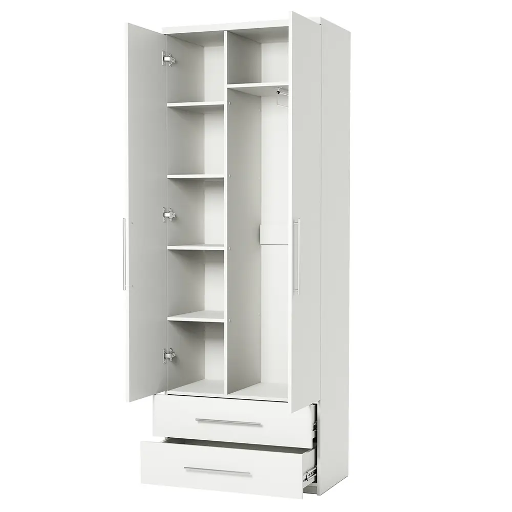 Фото 2 Шкаф распашной Гамма Мелодия МКЯ-22 с 2 дверями 100x220x45 см ЛДСП цвет белый