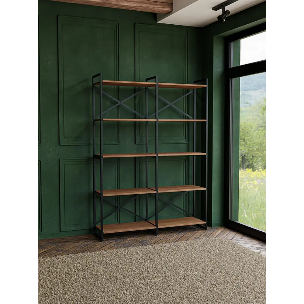 Фото 5 Стеллаж двойной Ridberg Chicago 5 полок 130x180x31 см металл цвет дуб темный Фото 5 Стеллаж двойной Ridberg Chicago 5 полок 130x180x31 см металл цвет дуб темный