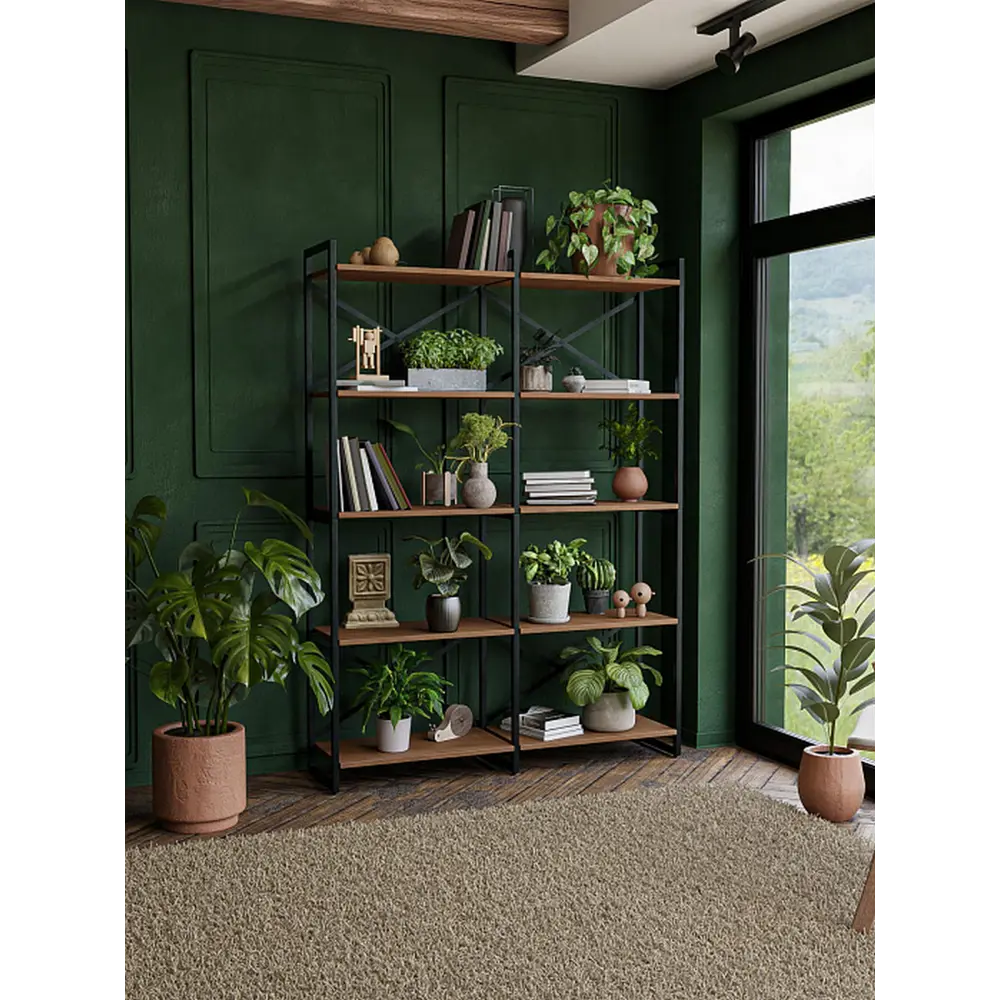 Фото 6 Стеллаж двойной Ridberg Chicago 5 полок 130x180x31 см металл цвет дуб темный Фото 6 Стеллаж двойной Ridberg Chicago 5 полок 130x180x31 см металл цвет дуб темный