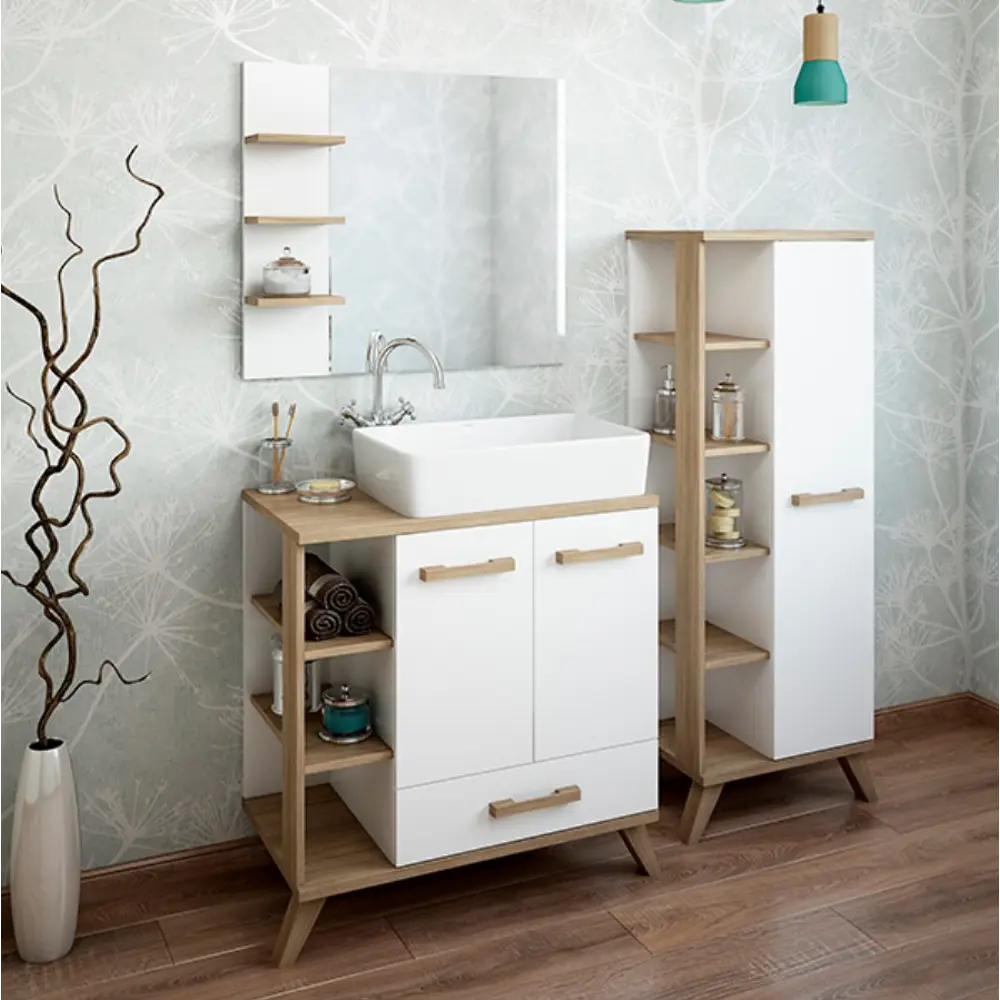 Фото Тумба под раковину напольная Sanflor С000005876 80см цвет швейцарский вяз белый Фото Тумба под раковину напольная Sanflor С000005876 80см цвет швейцарский вяз белый