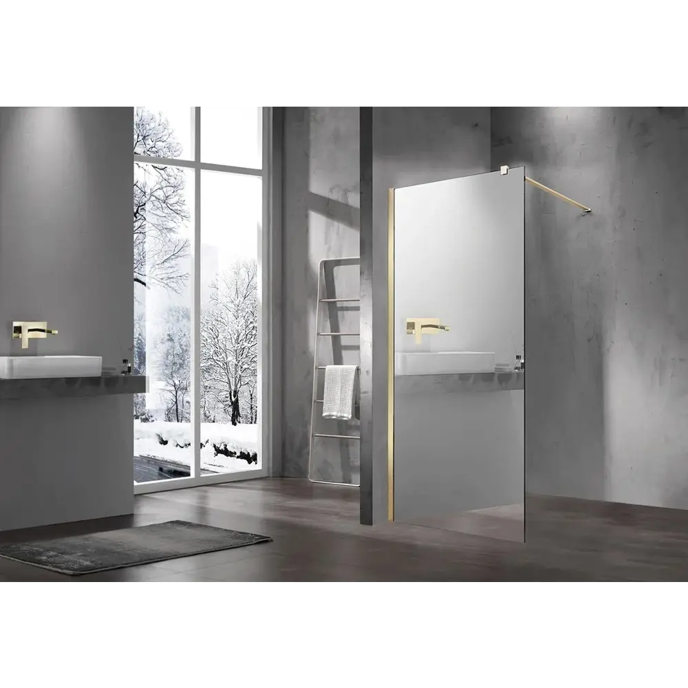 Фото 2 Душевая перегородка Vincea VSW-1H100MRG 100x200 см золотистый профиль