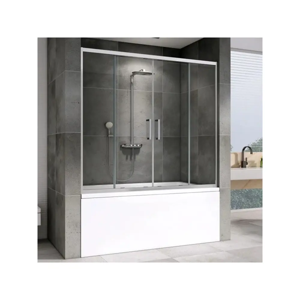 Фото Ширма на ванну Abber Schwarzer Diamant AG57160 160x140 профиль хром, стекло прозрачное