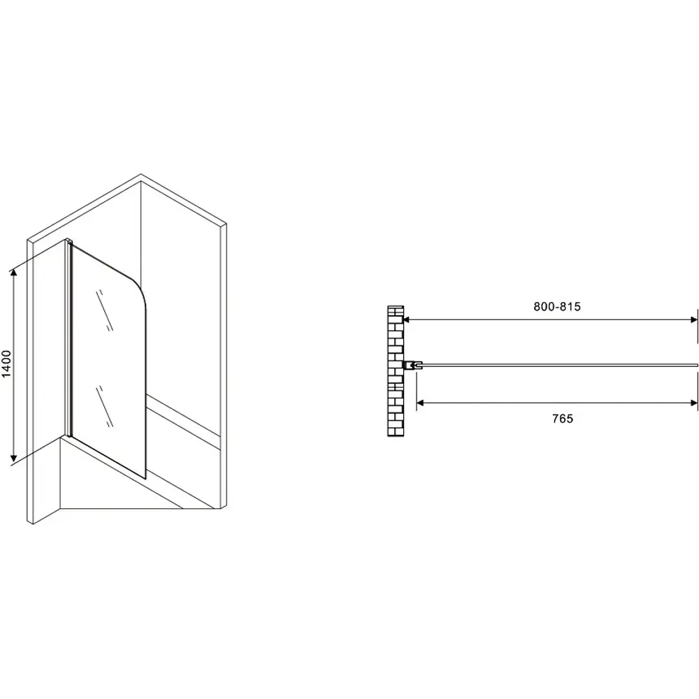 Фото 4 Ширма на ванну Abber Ewiges Wasser AG52080B 80x140 профиль черный, стекло прозрачное