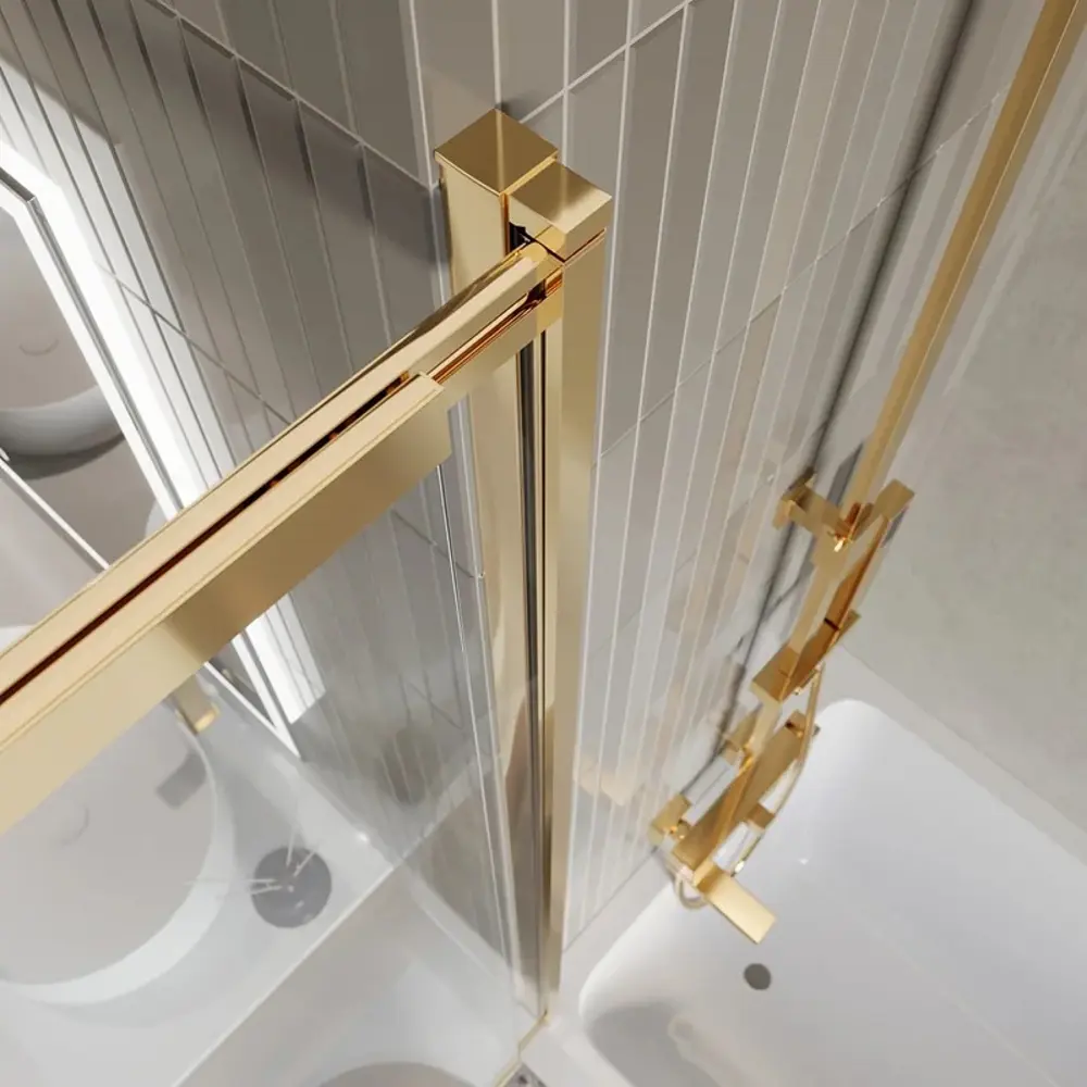 Фото 7 Ширма на ванну BelBagno LUCE-VF-11-100/145-C-ORO 100x145 см профиль золотой, стекло прозрачное Фото 7 Ширма на ванну BelBagno LUCE-VF-11-100/145-C-ORO 100x145 см профиль золотой, стекло прозрачное