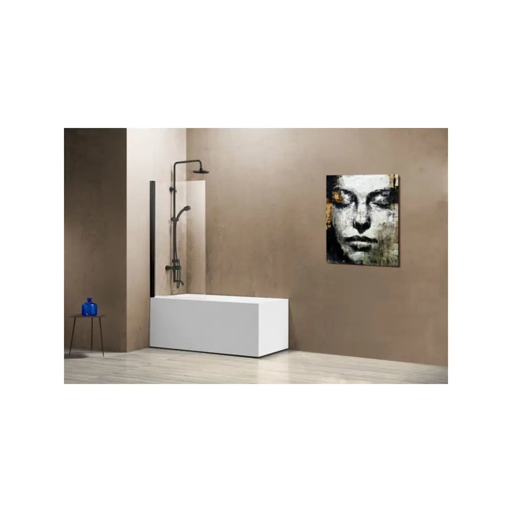 Фото 2 Ширма на ванну Vincea VSB-11800CLB 80x140 чёрный, стекло прозрачное