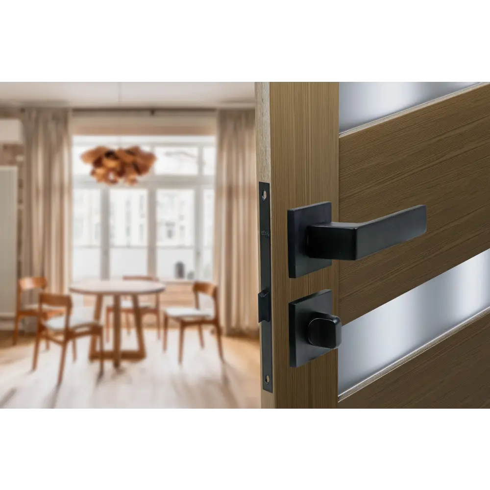 Фото 8 Комплект дверных ручек на розетке Edson WC10Q2 с запиранием цвет черный Фото 8 Комплект дверных ручек на розетке Edson WC10Q2 с запиранием цвет черный