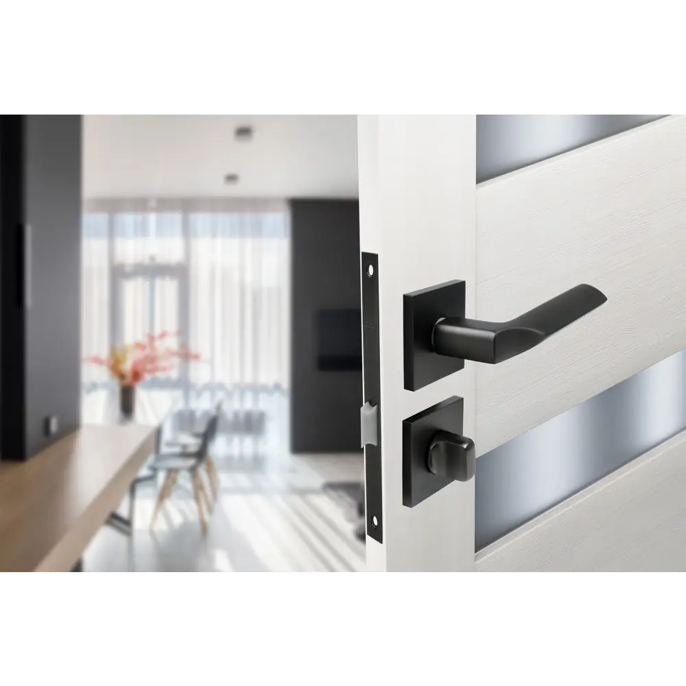 Фото 4 Комплект дверных ручек на розетке Edson WC9Q2 с запиранием цвет графит Фото 4 Комплект дверных ручек на розетке Edson WC9Q2 с запиранием цвет графит