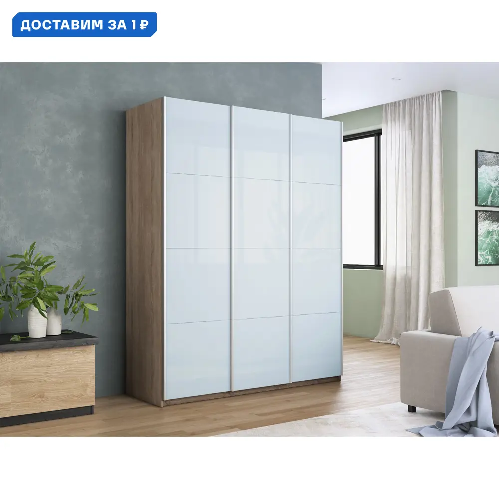 Фото Шкаф-купе Мебельная компания е1 550291 230x180x57 см 10 полок ЛДСП цвет сонома Фото Шкаф-купе Мебельная компания е1 550291 230x180x57 см 10 полок ЛДСП цвет сонома