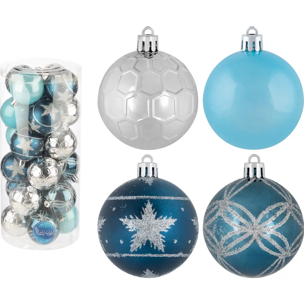 Фото Набор елочных шаров Волшебная страна 106343 Syqb2-0123194 6 см пластик разноцветный 24 шт