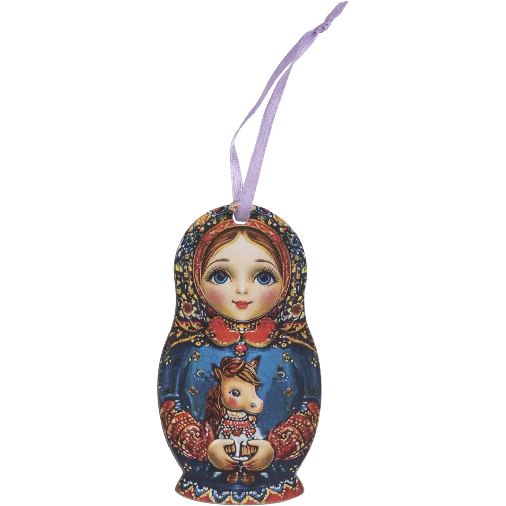 Фото Елочная игрушка Домашняя кухня «Матрешка с лошадкой», 8.8x4.8 см, дерево, цвет синий Фото Елочная игрушка Домашняя кухня «Матрешка с лошадкой», 8.8x4.8 см, дерево, цвет синий
