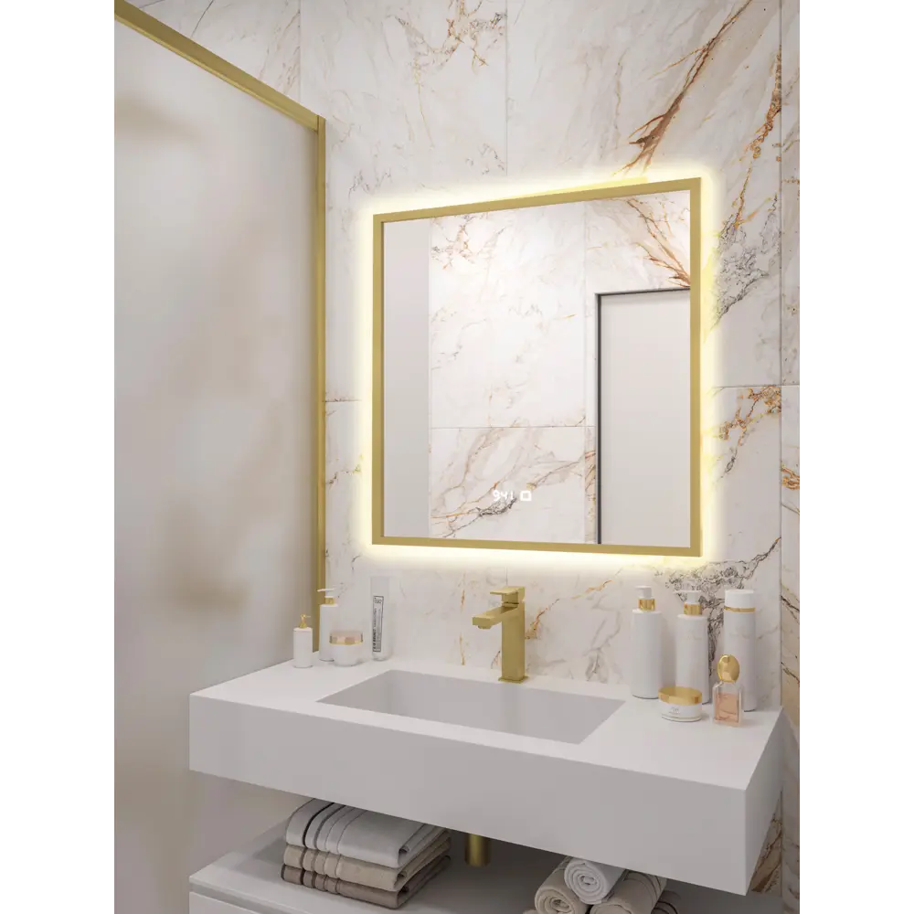 Фото 3 Зеркало для ванной Alias В раме для ванной qvr10010035g с подсветкой 100x100см