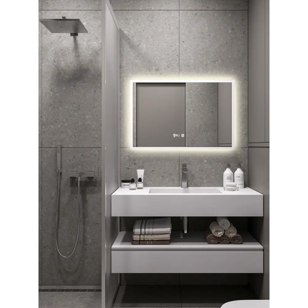 Фото 2 Зеркало для ванной Alias В раме для ванной qvr6010035w с подсветкой 100x60см