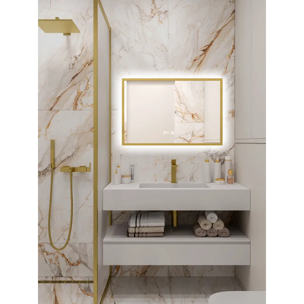 Фото 2 Зеркало для ванной Alias В раме для ванной qvr709025g с подсветкой 90x70см Фото 2 Зеркало для ванной Alias В раме для ванной qvr709025g с подсветкой 90x70см