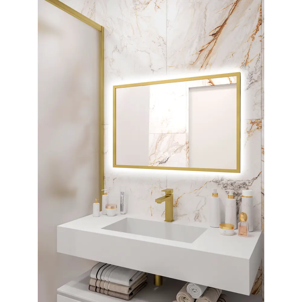 Фото 3 Зеркало для ванной Alias В раме для ванной qvr709025g с подсветкой 90x70см Фото 3 Зеркало для ванной Alias В раме для ванной qvr709025g с подсветкой 90x70см