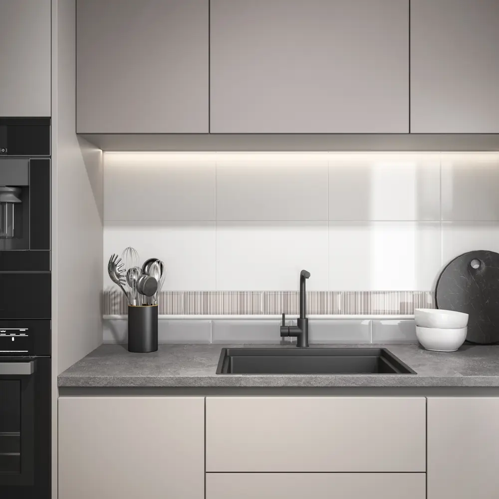 Фото 6 Плитка настенная Kerama Marazzi Аккорд 8.5x28.5 см 0.97 м² глянцевая цвет серый Фото 6 Плитка настенная Kerama Marazzi Аккорд 8.5x28.5 см 0.97 м² глянцевая цвет серый