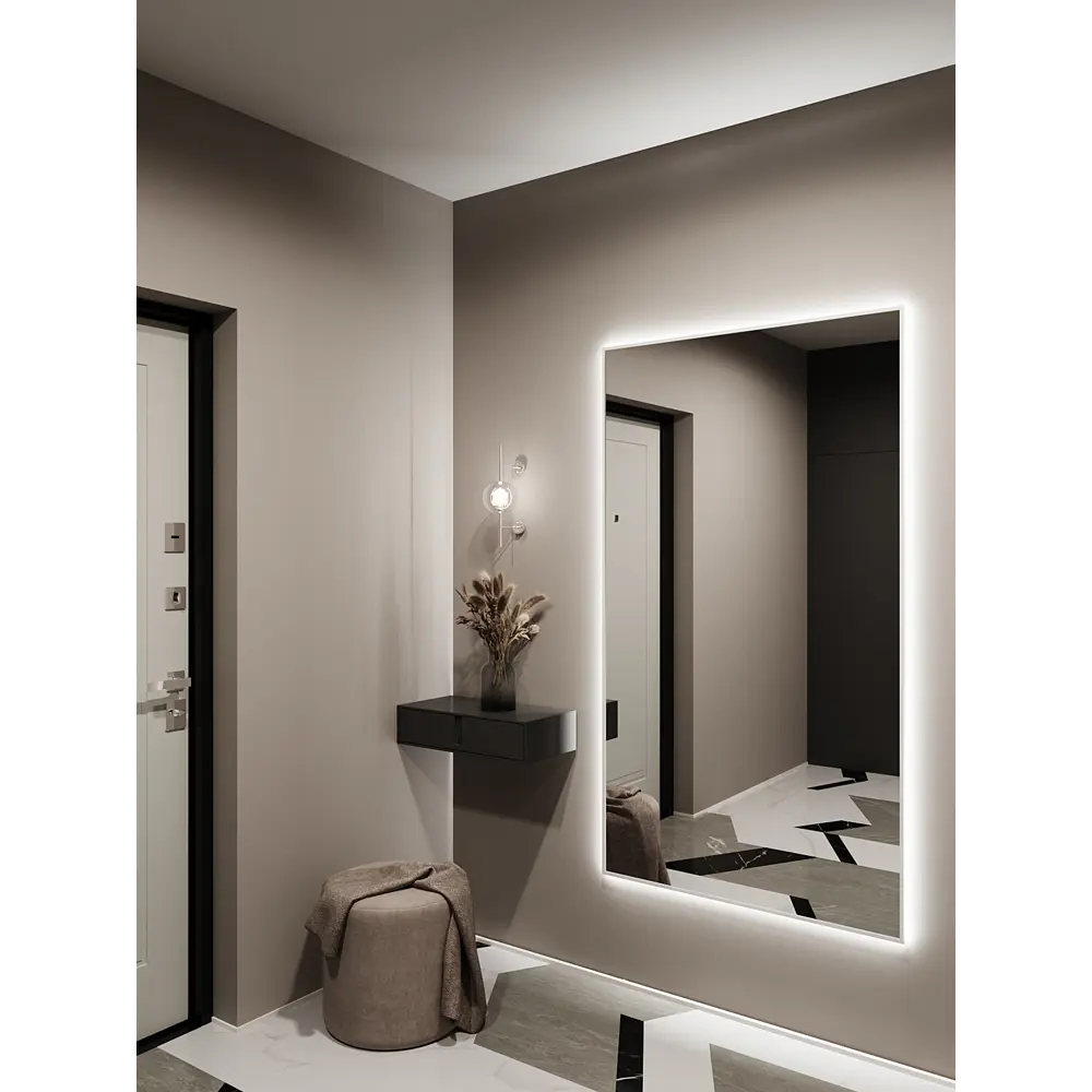 Фото 2 Зеркало с подсветкой подвесное Alumirror 161x90см свет холодный цвет белый Фото 2 Зеркало с подсветкой подвесное Alumirror 161x90см свет холодный цвет белый