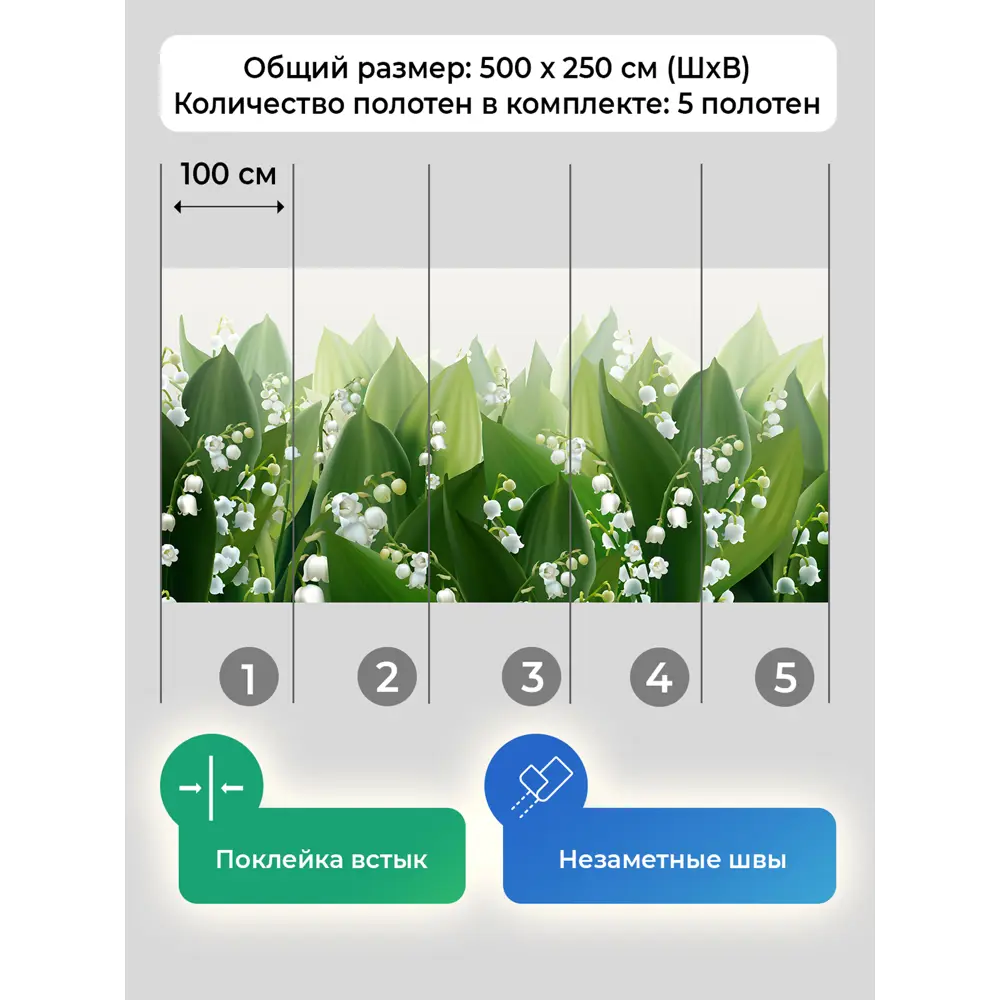 Фото 5 Фотообои флизелиновые Первое ателье Стереоскопические 3d цветы ландыши 500x250 см Фото 5 Фотообои флизелиновые Первое ателье Стереоскопические 3d цветы ландыши 500x250 см
