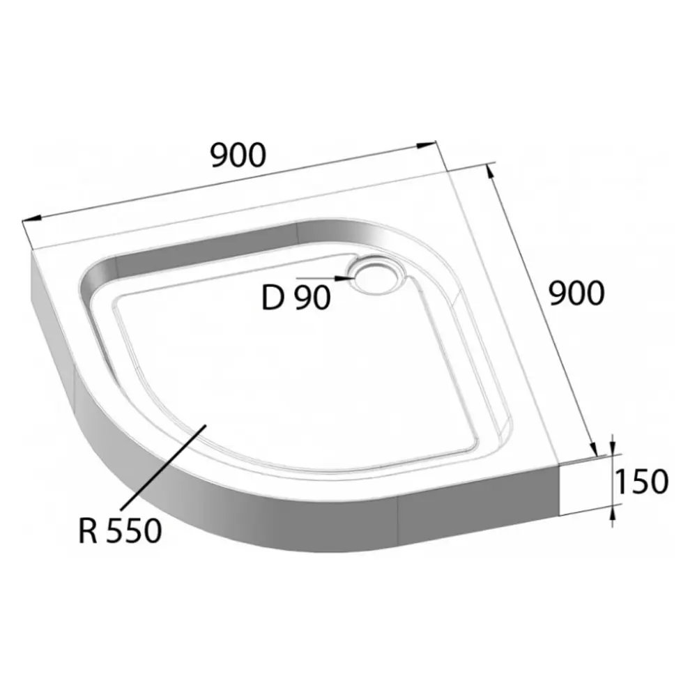 Фото 7 Душевой поддон Belebagno Tray 109090 1/4 круга акрил 90x90см Фото 7 Душевой поддон Belebagno Tray 109090 1/4 круга акрил 90x90см