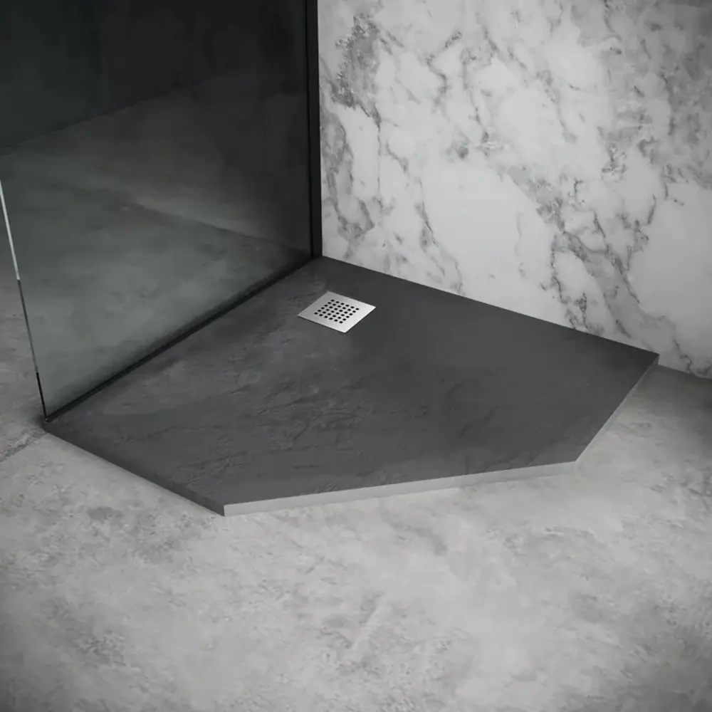 Фото 2 Душевой поддон Grossman Strong 604120 пятиугольный искусственный камень 100x100см