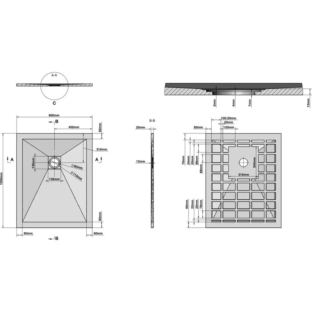 Фото 6 Душевой поддон Grossman Strong 604126 прямоугольный искусственный камень 100x80см