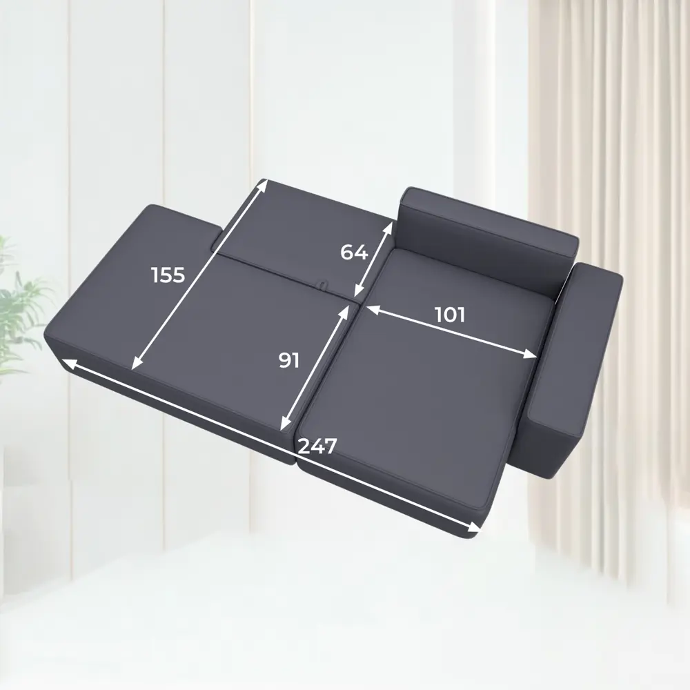 Фото 11 Диван угловой Лига-079 угол правый Лига диванов 129819 277x77x155 см экокожа цвет grifon 15 серый