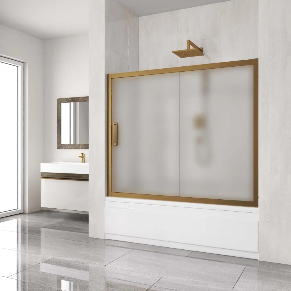 Фото 5 Шторка на ванну Gutewetter GWMPKB019P2 145x150 см цвет фурнитуры бронзовый стекло матовое закаленное 6 мм