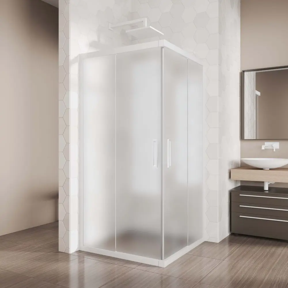 Фото 5 Душевой уголок Gutewetter 419665911 квадрат 110x110см белый профиль эффект стекла матовый