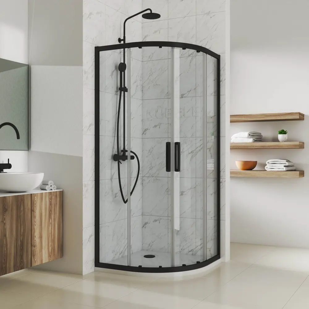 Фото 5 Душевая ширма GuteWetter 765162596 110x110см 1/4 Круга цвет черный