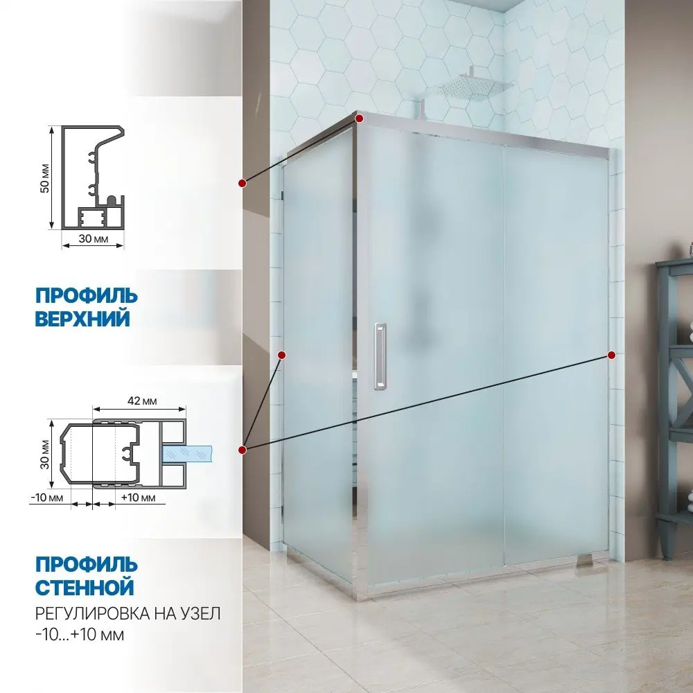Фото 3 Душевой уголок Gutewetter GWMPKB019R 120x175x200 см цвет фурнитуры хром блестящий, стекло матовое заколенное 6 мм Фото 3 Душевой уголок Gutewetter GWMPKB019R 120x175x200 см цвет фурнитуры хром блестящий, стекло матовое заколенное 6 мм