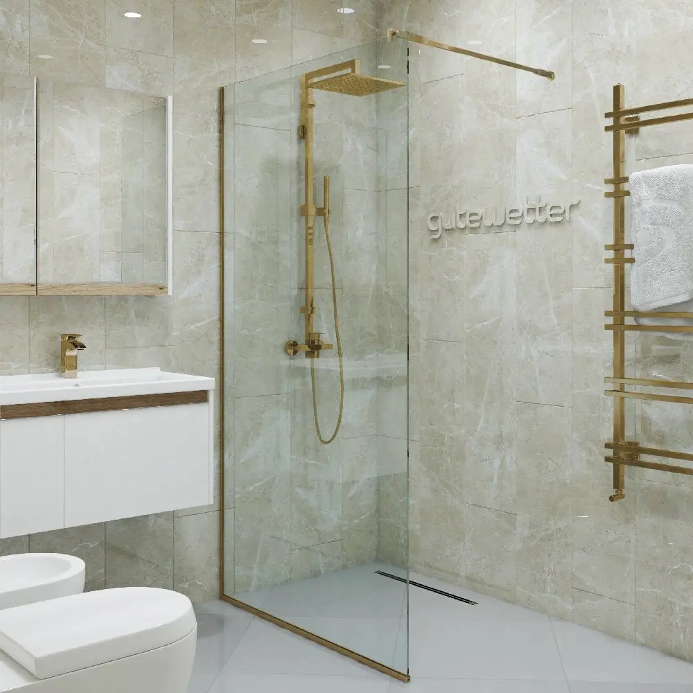 Фото 6 Душевая перегородка GWMPGL010 85x220 см цвет фурнитуры бронзовый, стекло безцветное закаленное 10 мм