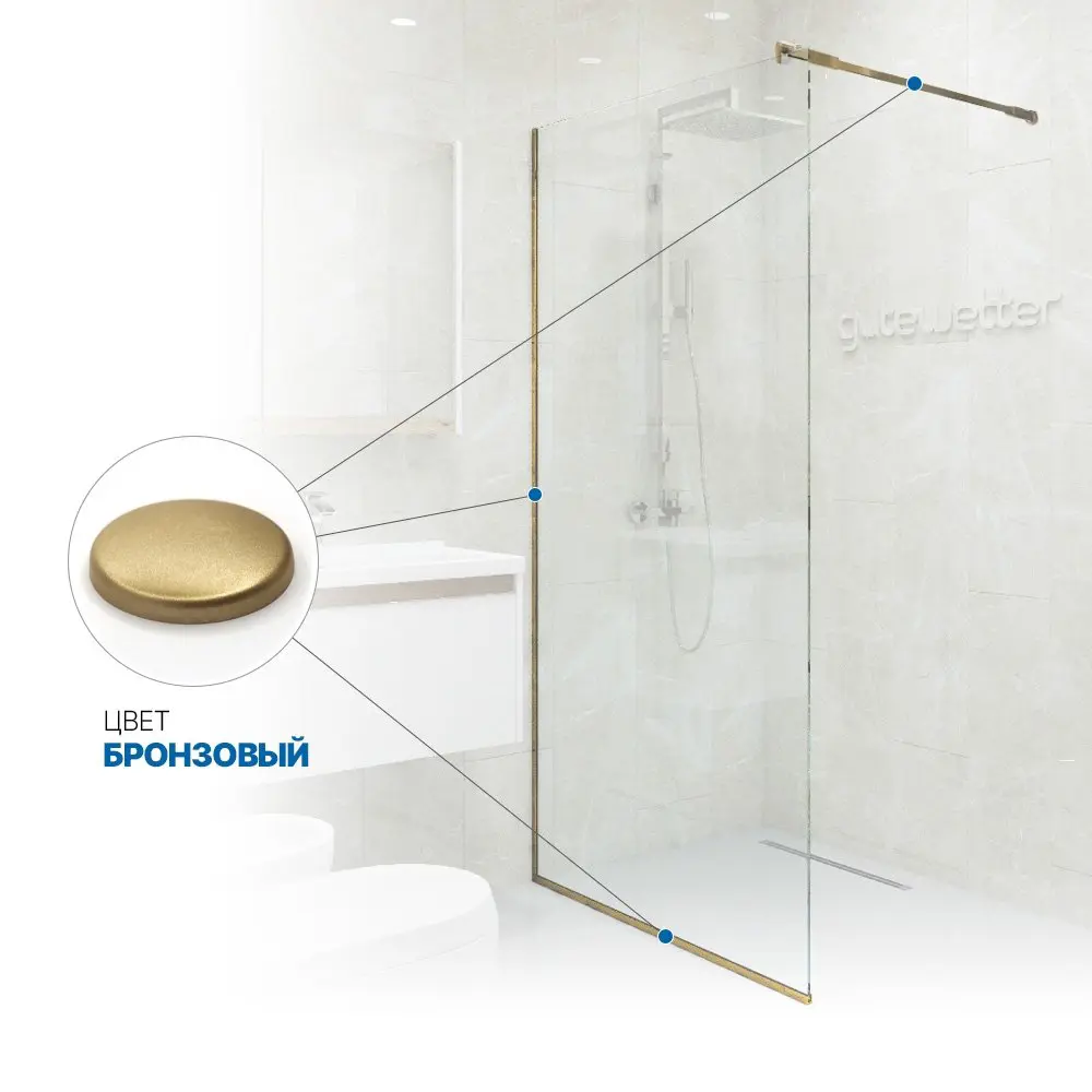 Фото 5 Душевая перегородка GWMPGL010 115x220 см цвет фурнитуры бронзовый, стекло безцветное закаленное 10 мм