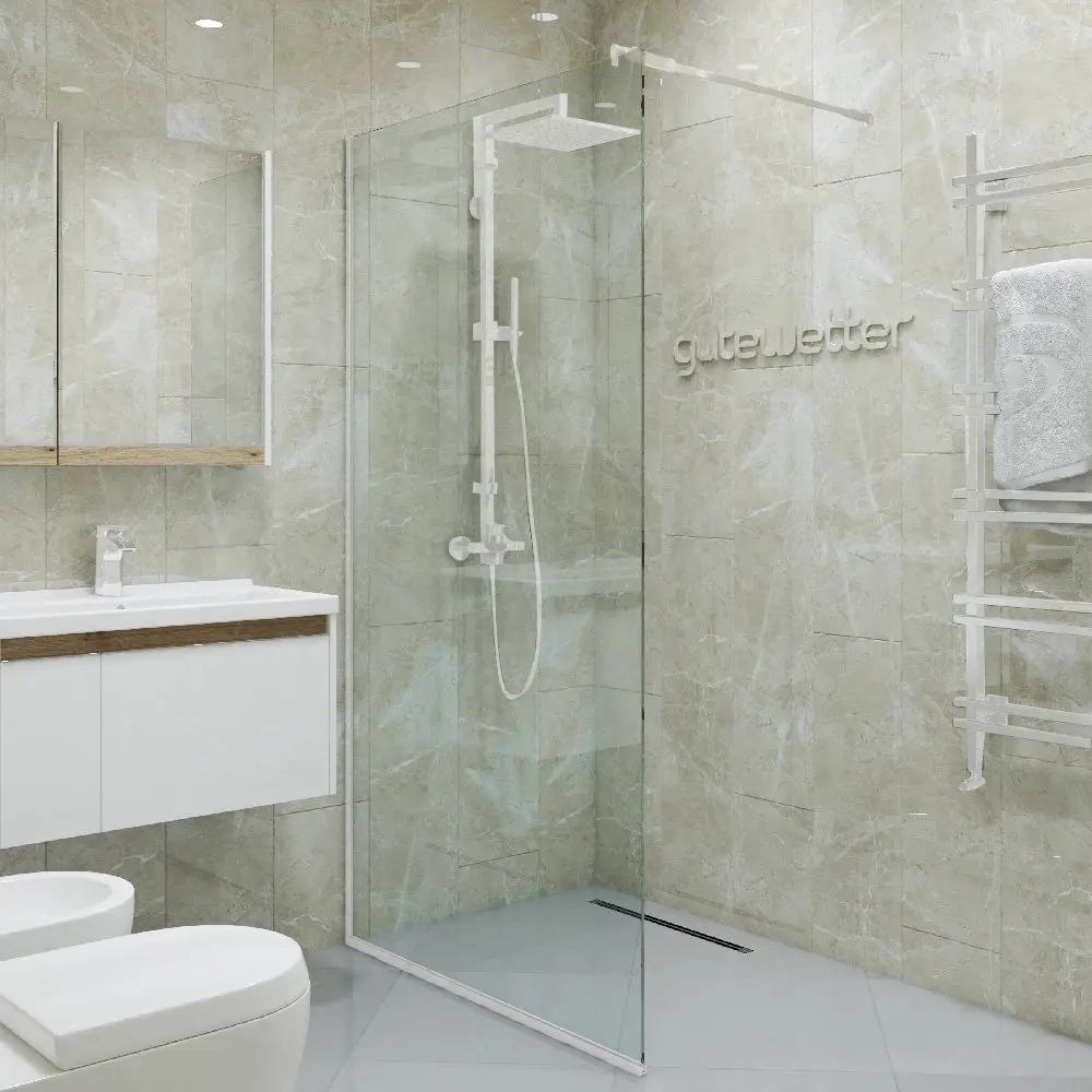 Фото 5 Душевая перегородка GWMPGL010 95x220 см цвет фурнитуры белый матовый, стекло безцветное закаленное 10 мм Фото 5 Душевая перегородка GWMPGL010 95x220 см цвет фурнитуры белый матовый, стекло безцветное закаленное 10 мм