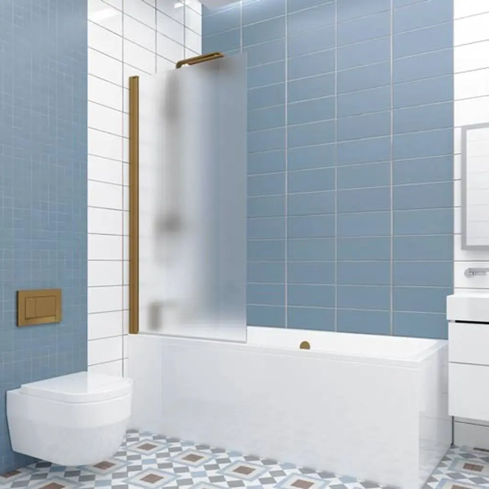 Фото 5 Шторка на ванну Gutewetter GWMPKB020P601N 72x141 см цвет фурнитуры бронзовый стекло матовое закаленное 6 мм