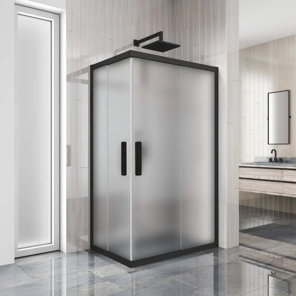 Фото 5 Душевой уголок Gutewetter 743116903 прямоугольник 100x75см черный профиль эффект стекла матовый Фото 5 Душевой уголок Gutewetter 743116903 прямоугольник 100x75см черный профиль эффект стекла матовый