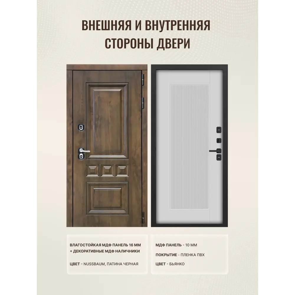 Фото 2 Входная дверь Дверипро Термо L Аура правый 205x96см цвет nussbaum патина черная/бьянко Фото 2 Входная дверь Дверипро Термо L Аура правый 205x96см цвет nussbaum патина черная/бьянко