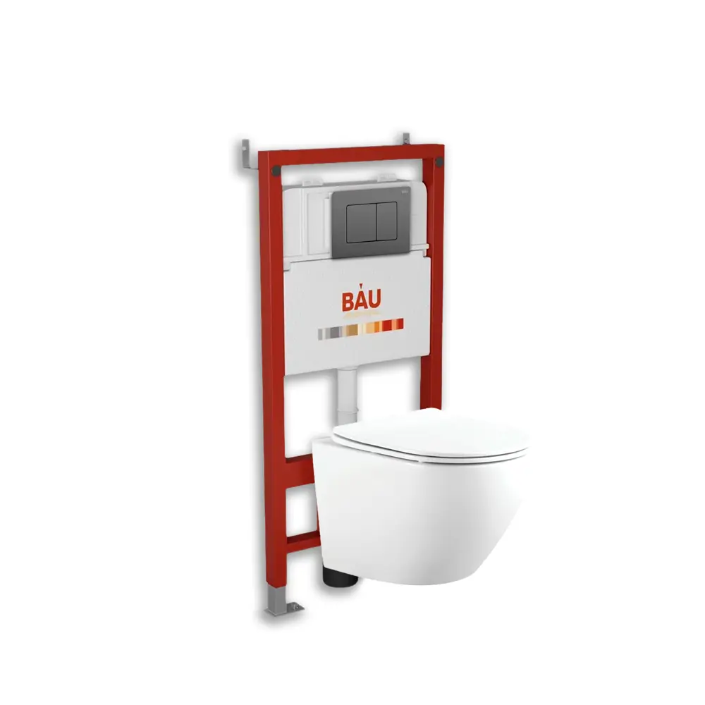 Фото Комплект инсталляция с унитазом Bauedge Q111300-BL0002-HQ5-Q00017 цвет белый Фото Комплект инсталляция с унитазом Bauedge Q111300-BL0002-HQ5-Q00017 цвет белый