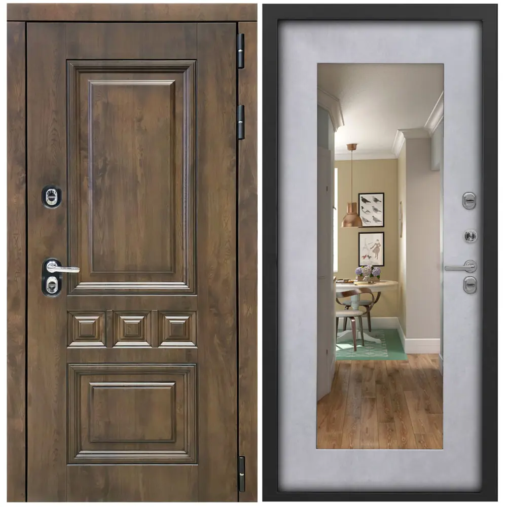 Фото 5 Входная дверь Дверипро Термо L Аура ФЛЗ-603 правый 205x96см цвет nussbaum патина черная/бетон снежный с зеркалом Фото 5 Входная дверь Дверипро Термо L Аура ФЛЗ-603 правый 205x96см цвет nussbaum патина черная/бетон снежный с зеркалом