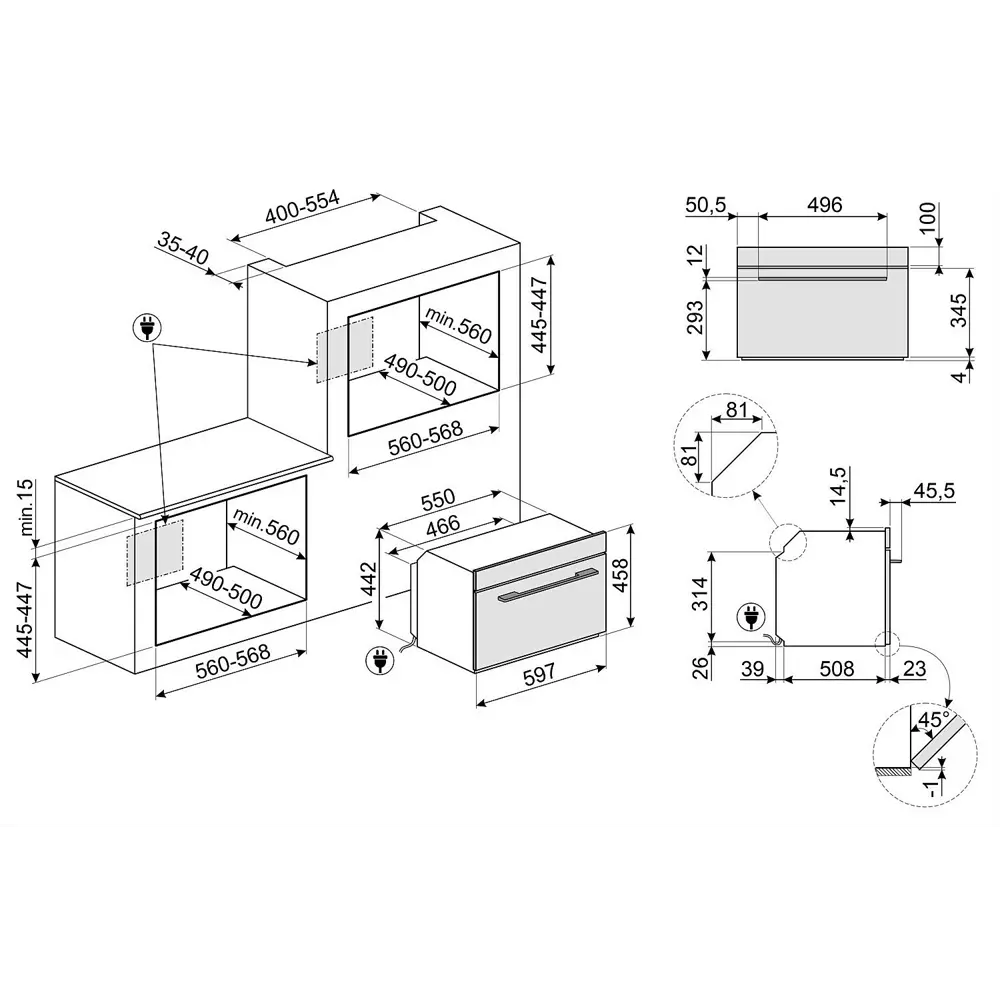 Фото 10 Встраиваемый духовой шкаф Smeg SO4102S3G 59.7х45.8х57 см цвет серый