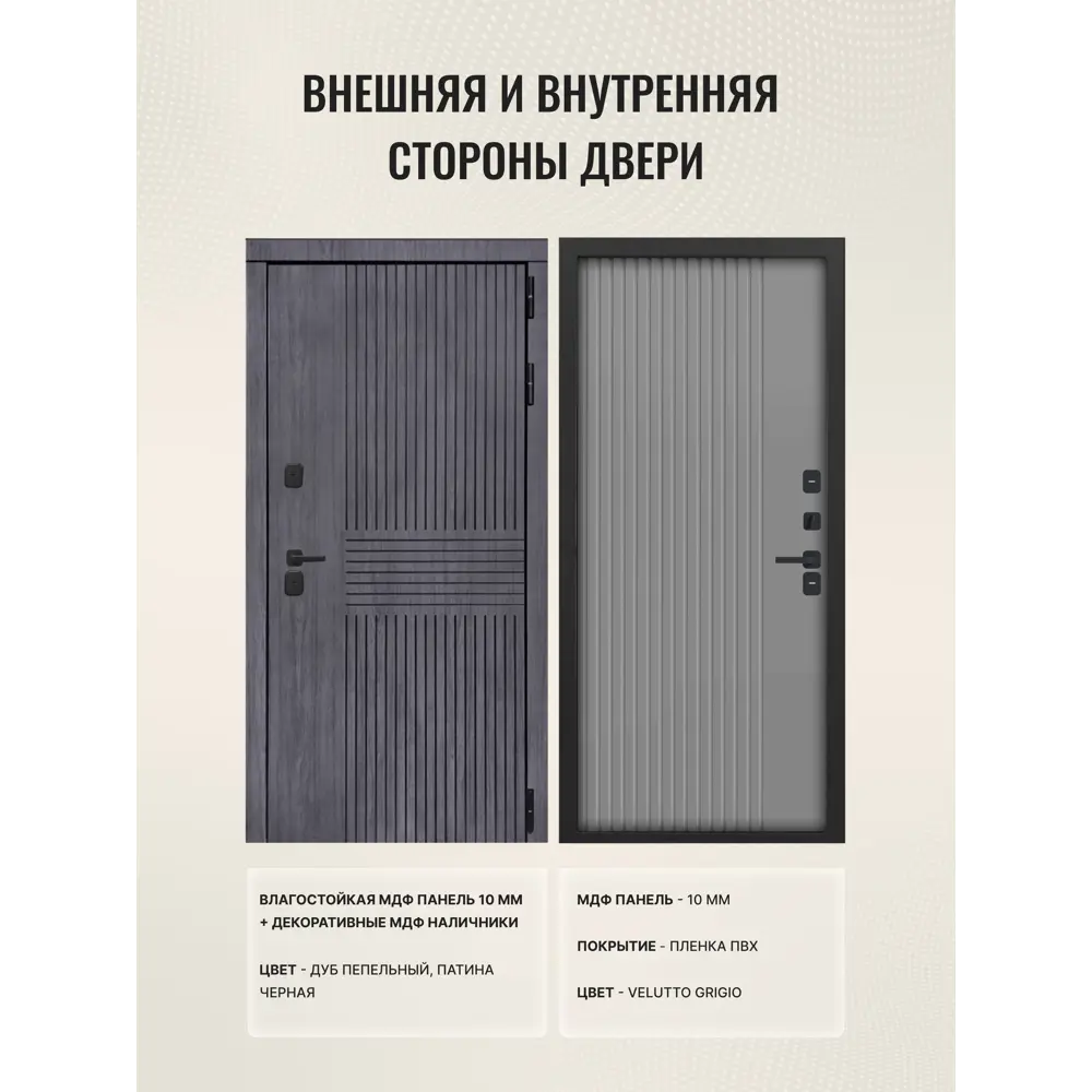 Фото 2 Входная дверь Дверипро Термо L Берген правый 205x86см цвет дуб пепельный патина черная/velutto grigio Фото 2 Входная дверь Дверипро Термо L Берген правый 205x86см цвет дуб пепельный патина черная/velutto grigio