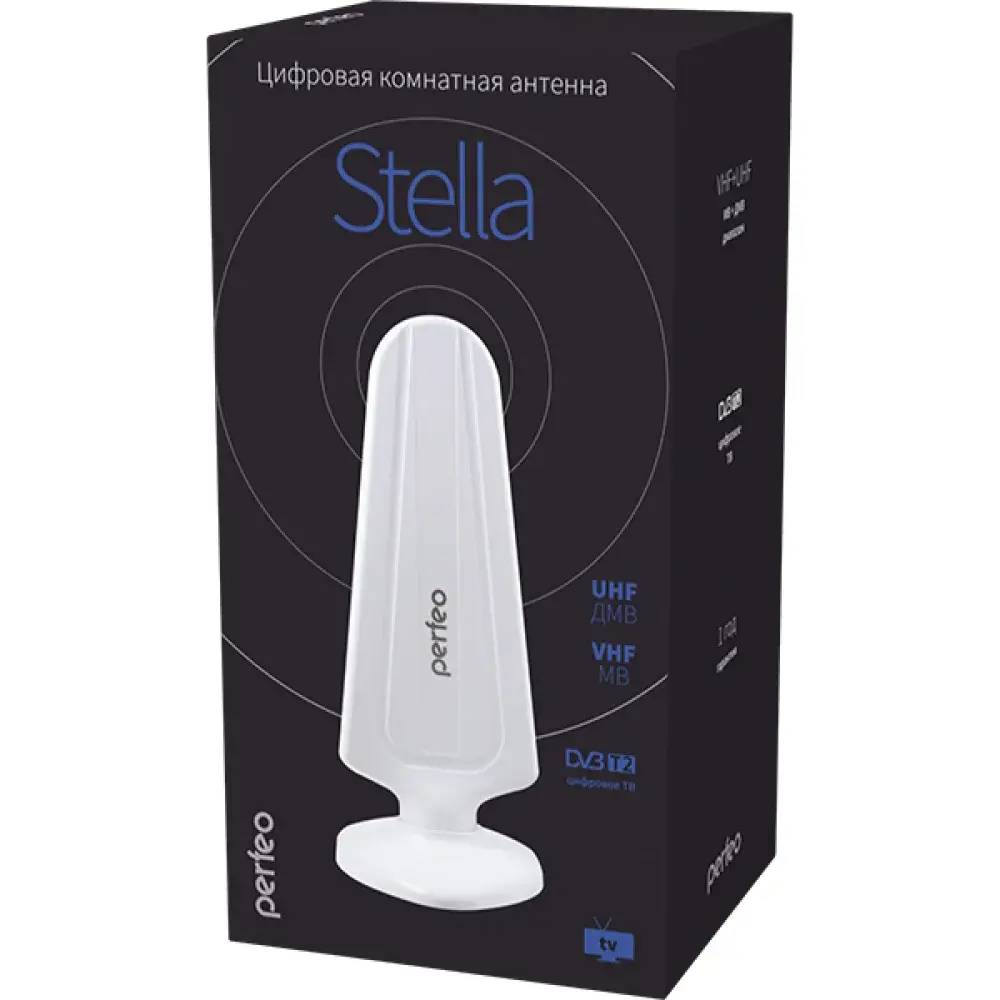 Фото 2 Антенна телевизионная комнатная DVB-T2 Perfeo Stella со встроенным усилителем Фото 2 Антенна телевизионная комнатная DVB-T2 Perfeo Stella со встроенным усилителем