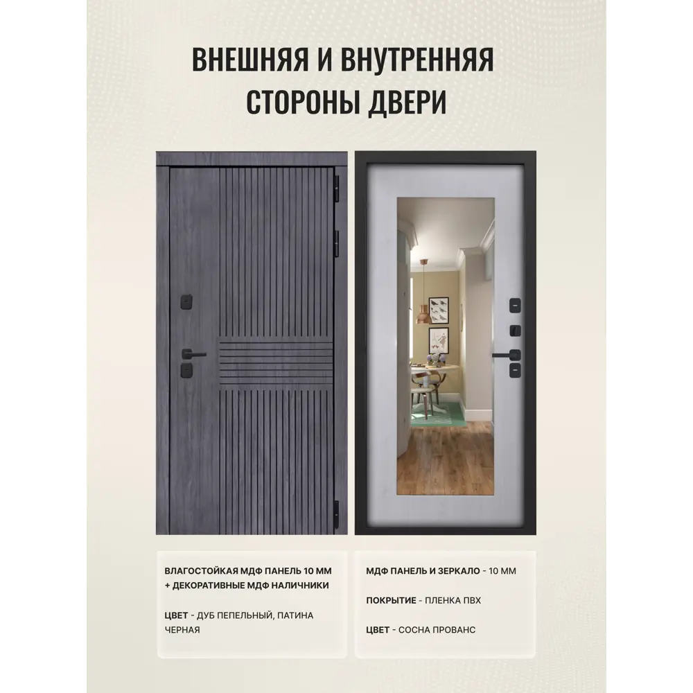 Фото 2 Входная дверь Дверипро Термо L Берген ФЛЗ-603 правый 205x86см цвет дуб пепельный патина черная/сосна прованс с зеркалом Фото 2 Входная дверь Дверипро Термо L Берген ФЛЗ-603 правый 205x86см цвет дуб пепельный патина черная/сосна прованс с зеркалом