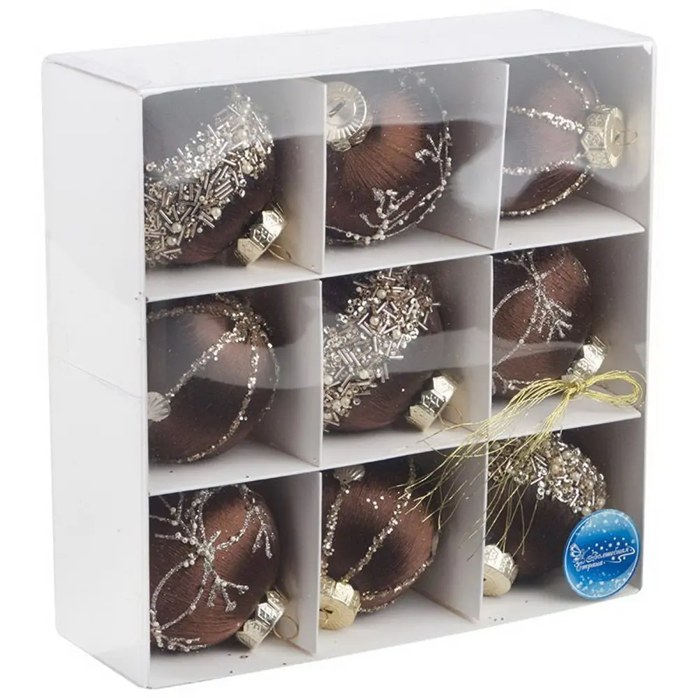 Фото 5 Набор елочных шаров Волшебная страна 108512 8 см пластик коричневый 9 шт Фото 5 Набор елочных шаров Волшебная страна 108512 8 см пластик коричневый 9 шт