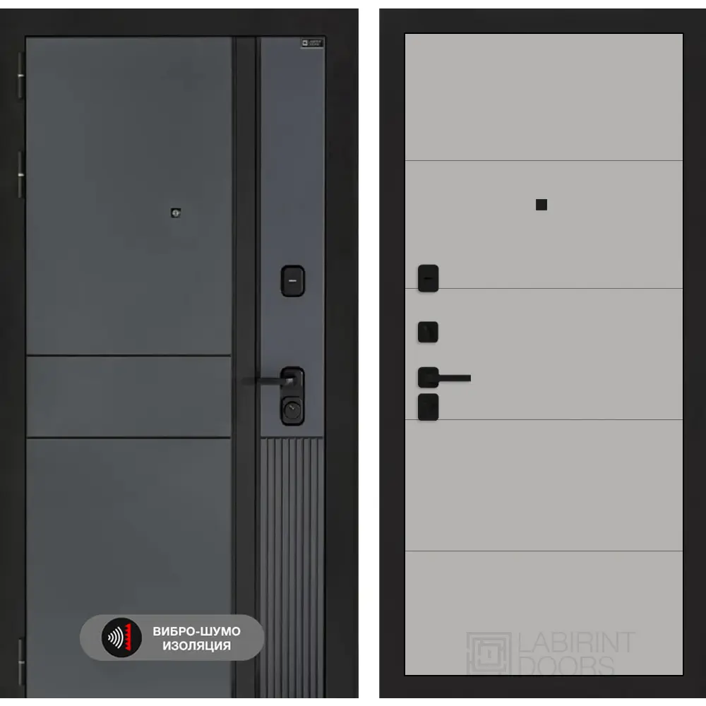 Фото Входная дверь Labirintdoors Эволаб П13 левый 205x88см цвет velluto oskuro/лайт грей софт Фото Входная дверь Labirintdoors Эволаб П13 левый 205x88см цвет velluto oskuro/лайт грей софт
